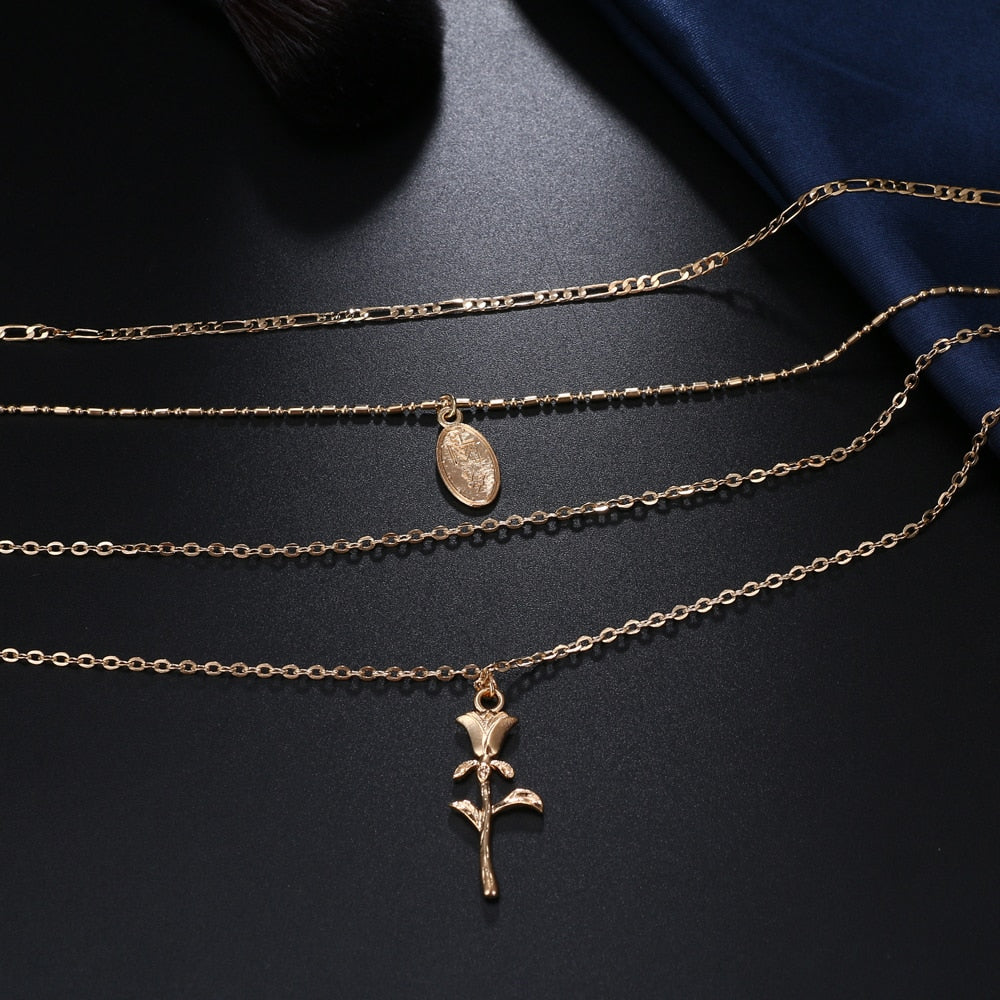 Golden Virgin Mary Pendant Necklace Fashion Closet Clothing