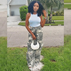 Grayish Multi Pockets Cargo Pants Fashion Closet Clothing