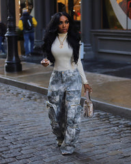 Grayish Multi Pockets Cargo Pants Fashion Closet Clothing