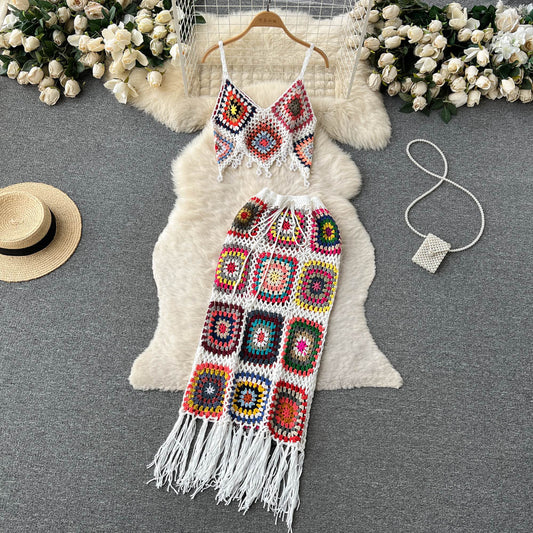 Greece Crochet Skirt Set Fashion Closet Clothing