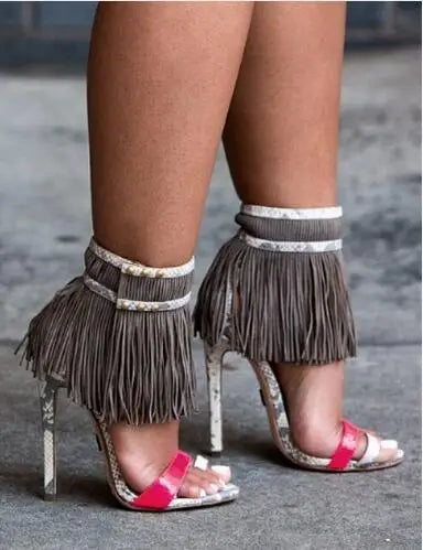 Umbrella Fringe High Heels