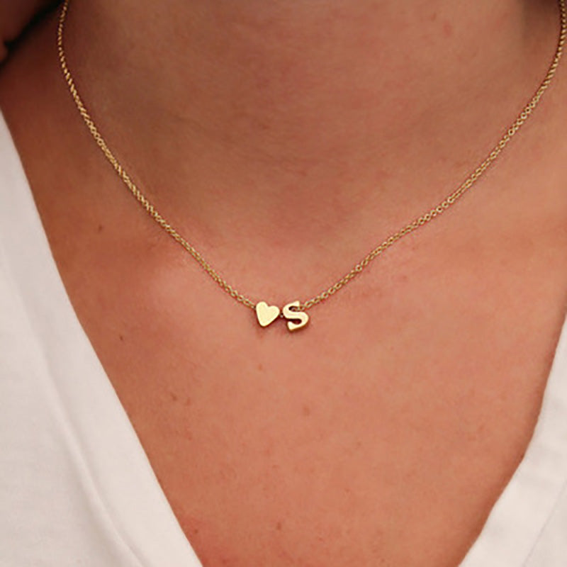 Heart Initial Personalized Letter Necklace Fashion Closet Clothing