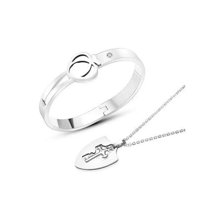 Heart Love Lock Bracelet With Key and Necklace Fashion Closet Clothing