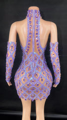 Hillary Rhinestones Mesh Dress Fashion Closet Clothing