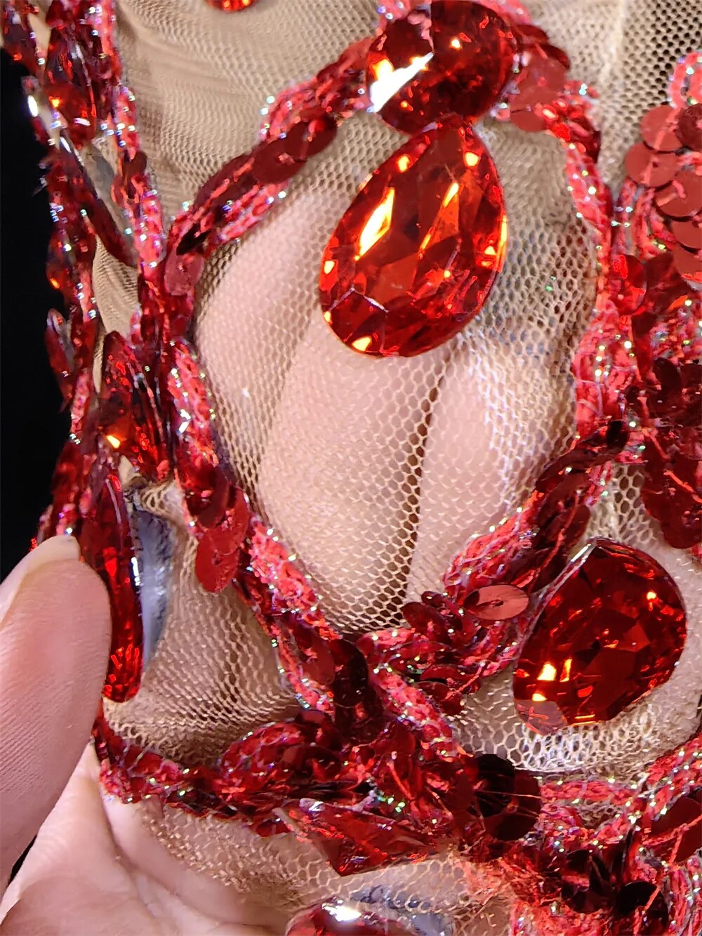 Hillary Rhinestones Mesh Dress Fashion Closet Clothing