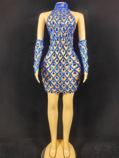 Hillary Rhinestones Mesh Dress Fashion Closet Clothing