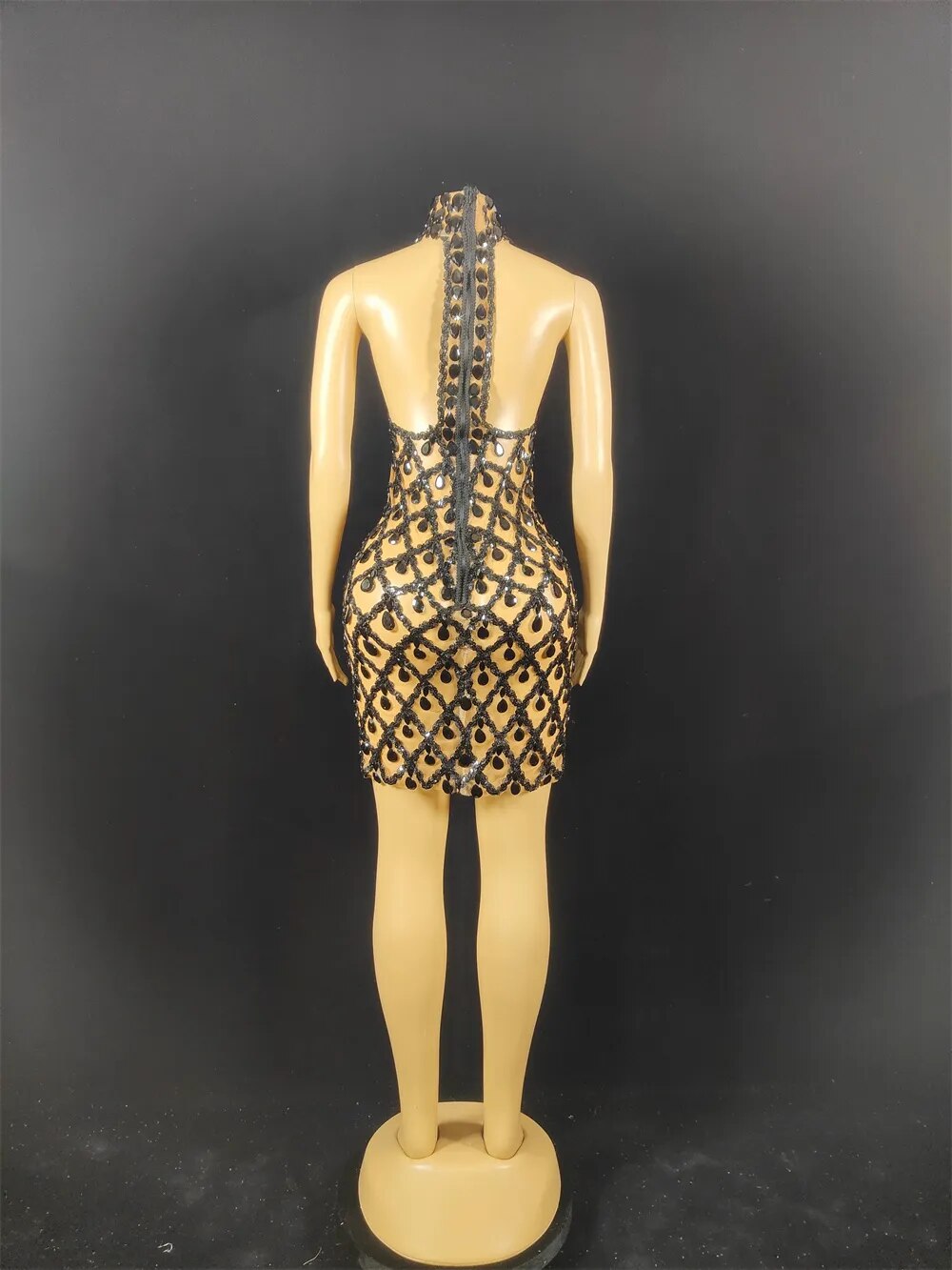 Hillary Rhinestones Mesh Dress Fashion Closet Clothing