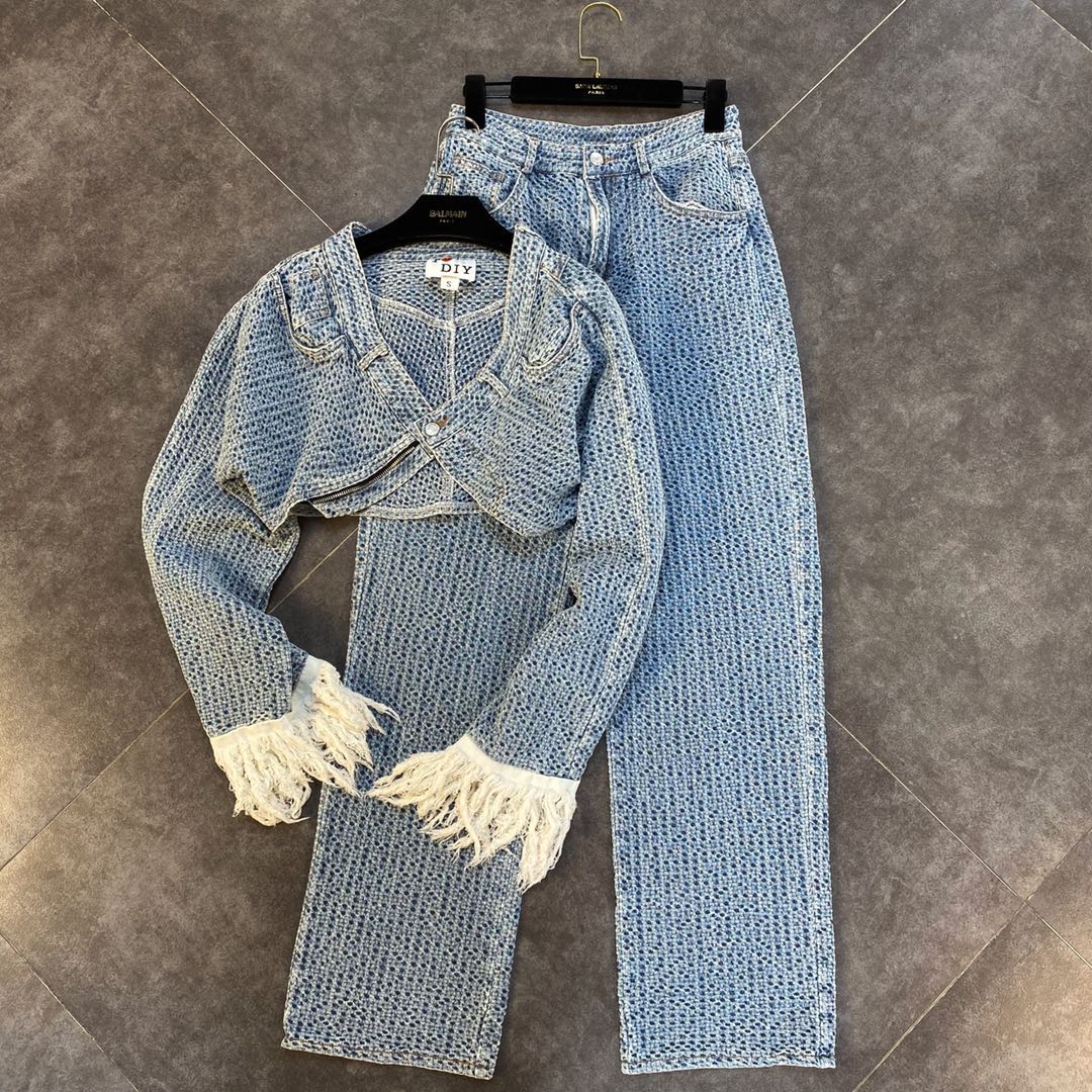 I Love Me Some Denim Pants Set Fashion Closet Clothing