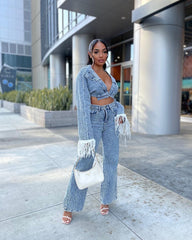 I Love Me Some Denim Pants Set Fashion Closet Clothing