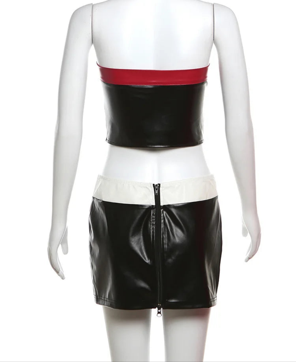 Blair Leather Mini Skirt Set