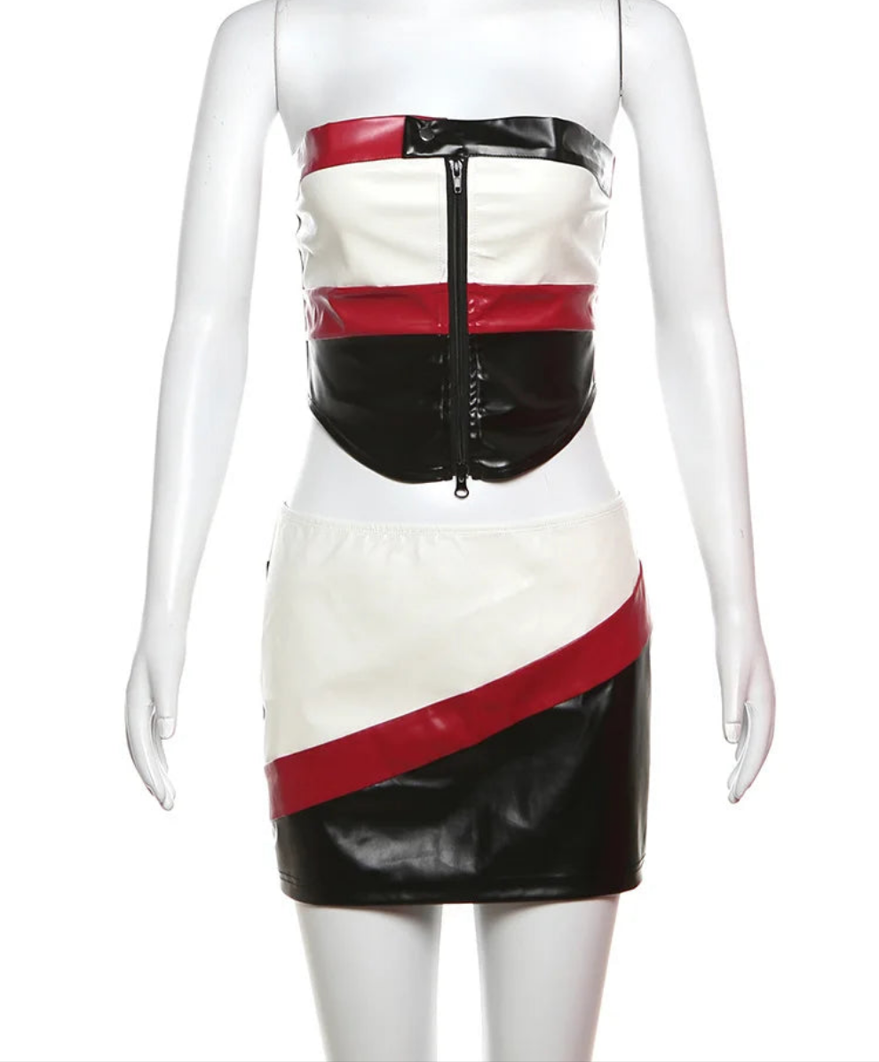 Blair Leather Mini Skirt Set