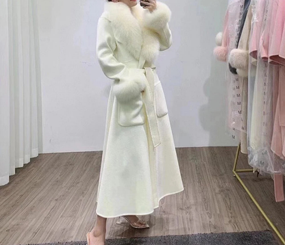 Cashmere Wopl Fox Fur Luxury Overcoat