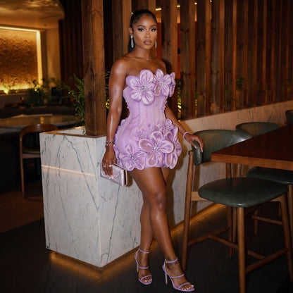 Luxe Chic Flower Bandage Mini Dress