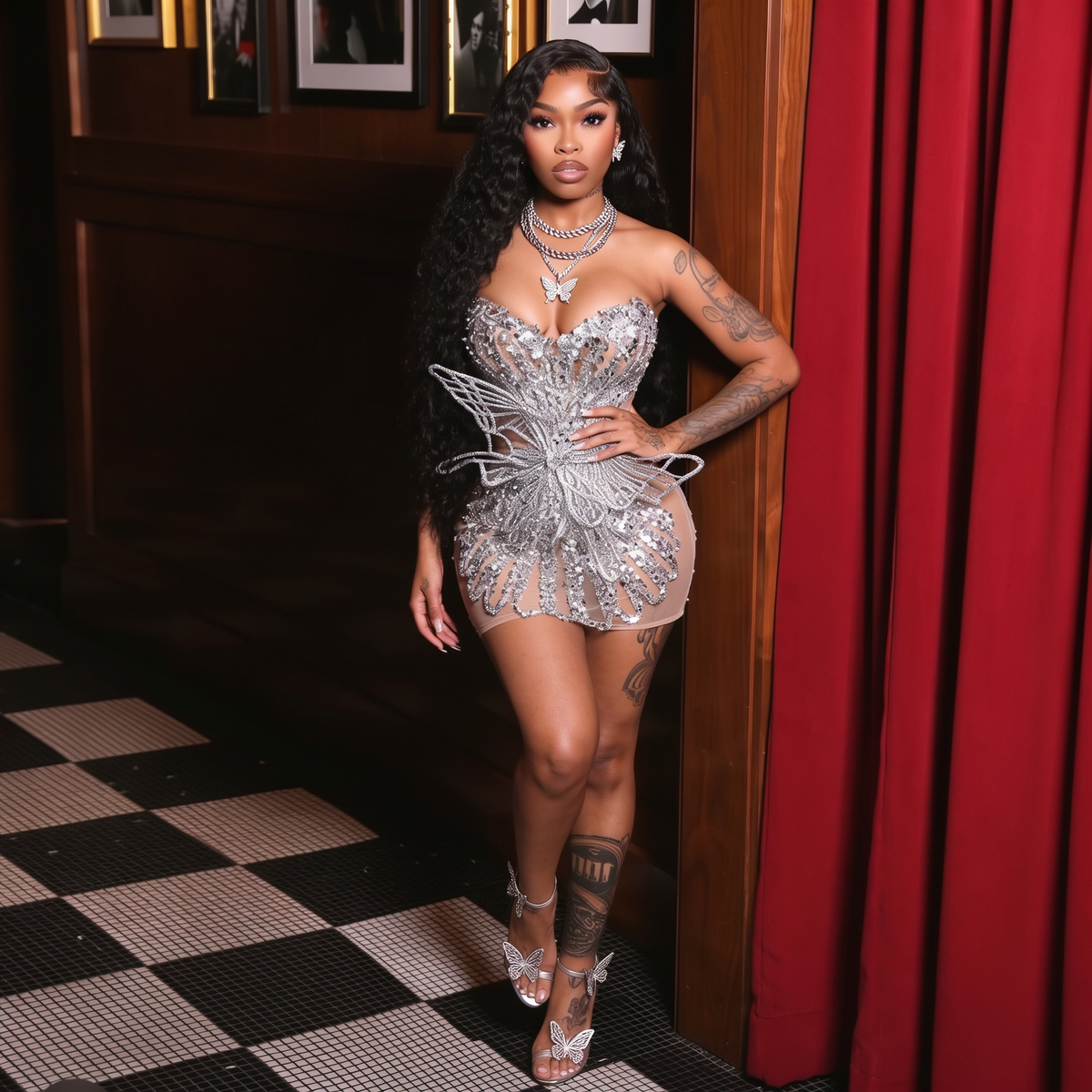 Silver Mesh Mini Dress