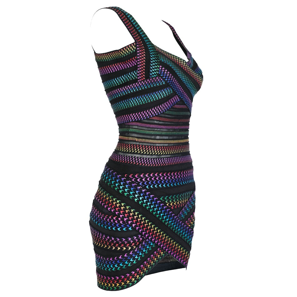 Iridescent Rainbow Bandage Dress