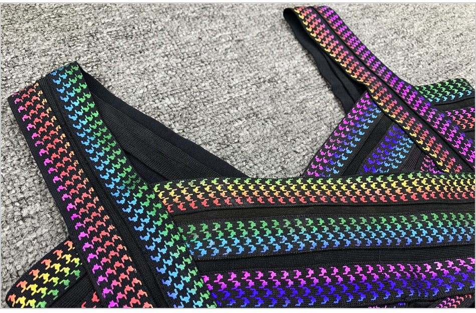 Iridescent Rainbow Bandage Dress Fashion Closet Clothing