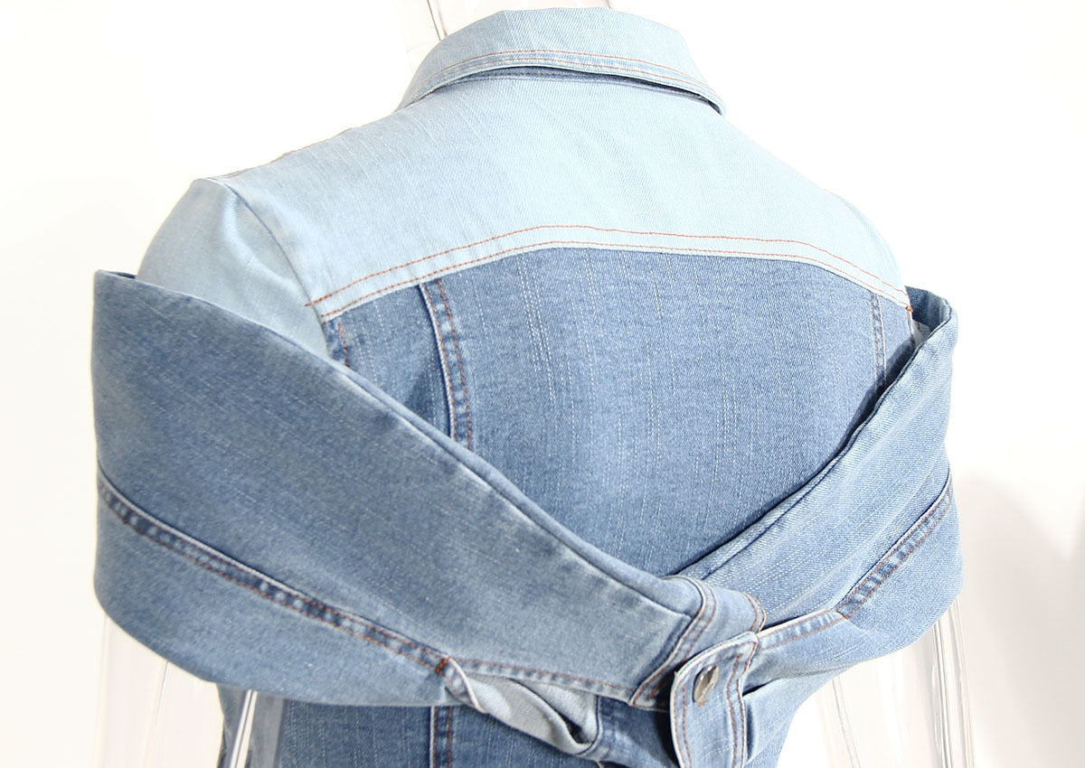 Irregular Blue Denim Top Fashion Closet Clothing