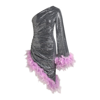 Irregular Feather Dress Fashion Closet Clothing