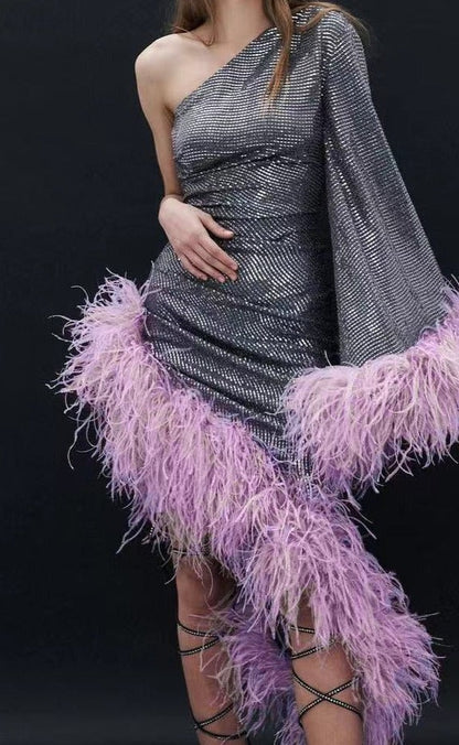 Irregular Feather Dress Fashion Closet Clothing