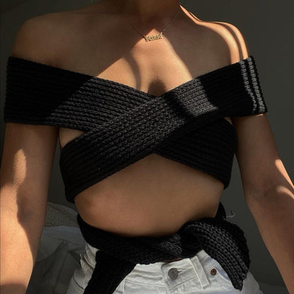 Irregular Knitted Bandage Top Fashion Closet Clothing