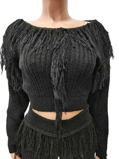 Jenn Tassel Knit Sweater Set Fashion Closet Clothing