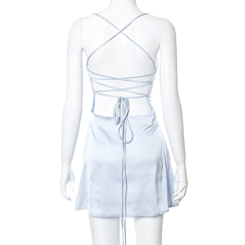 Julissa Satin Cross Backless Dress Fashion Closet Clothing