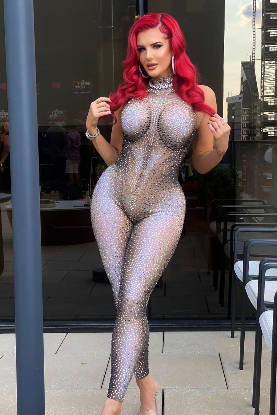 Justine Rhinestone Jumpsuit Fashion Closet Clothing