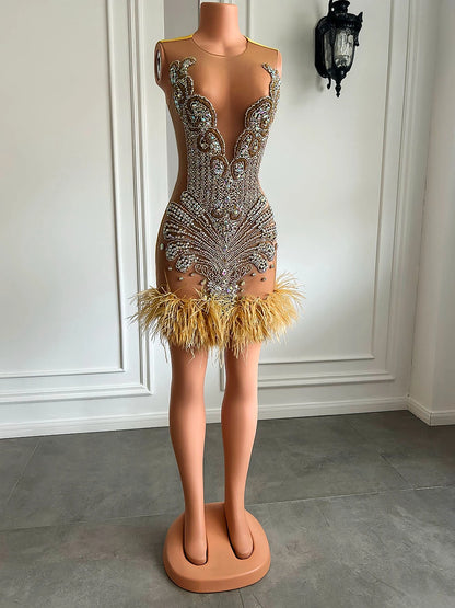 Kadijah Feather Dress Fashion Closet Clothing