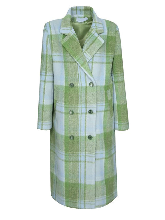 Kathryn Plaid Coat- Green Fashion Closet Clothing