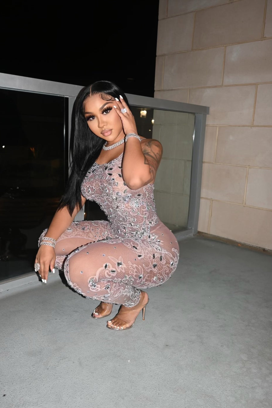 Krystal Mesh Jumpsuit Fashion Closet Clothing