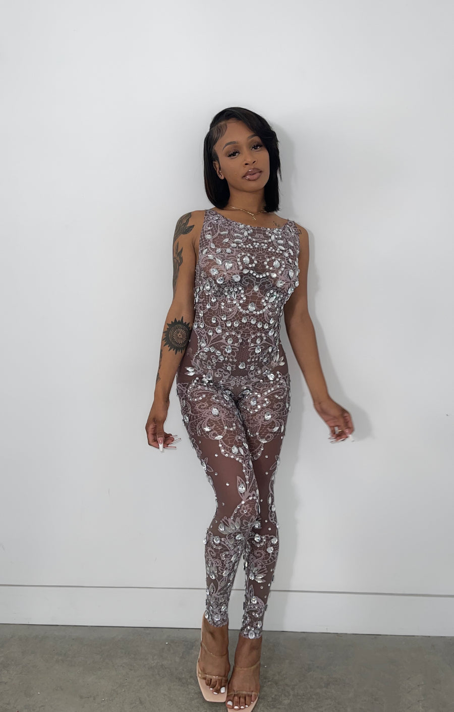 Krystal Mesh Jumpsuit Fashion Closet Clothing