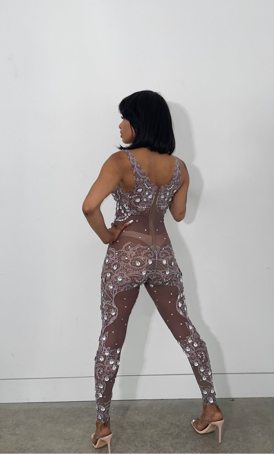 Krystal Mesh Jumpsuit Fashion Closet Clothing
