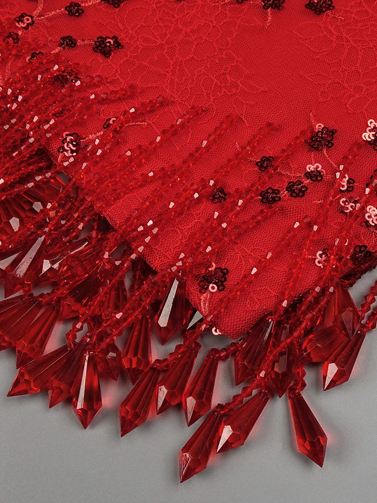 Krystal Tassel Sequin Mini Dress Krystal Tassel Sequin Mini Dress
