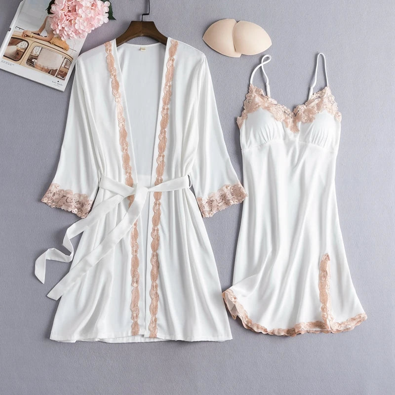 Lace Kimono Pajama Set Fashion Closet Clothing
