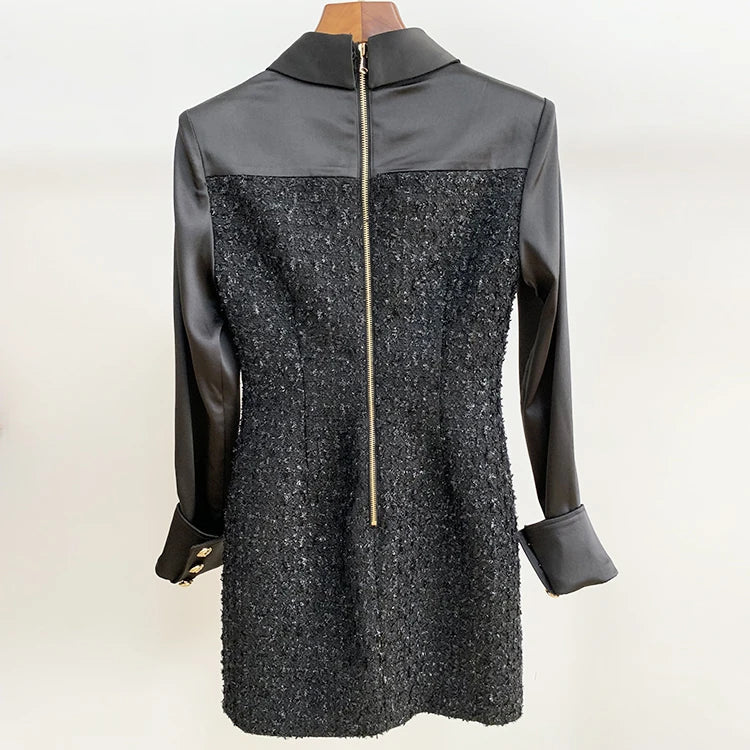 Leah Satin Tweed Dress Fashion Closet Clothing