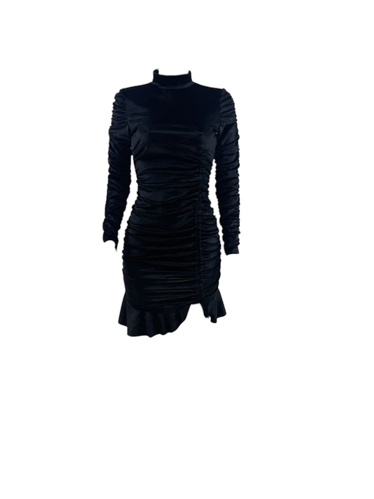Leila Ruched Velvet Mini Dress Fashion Closet Clothing