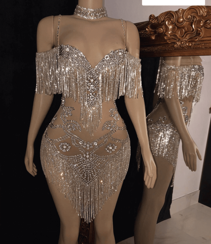Let's Celebrate Crystals Mini Dress Fashion Closet Clothing