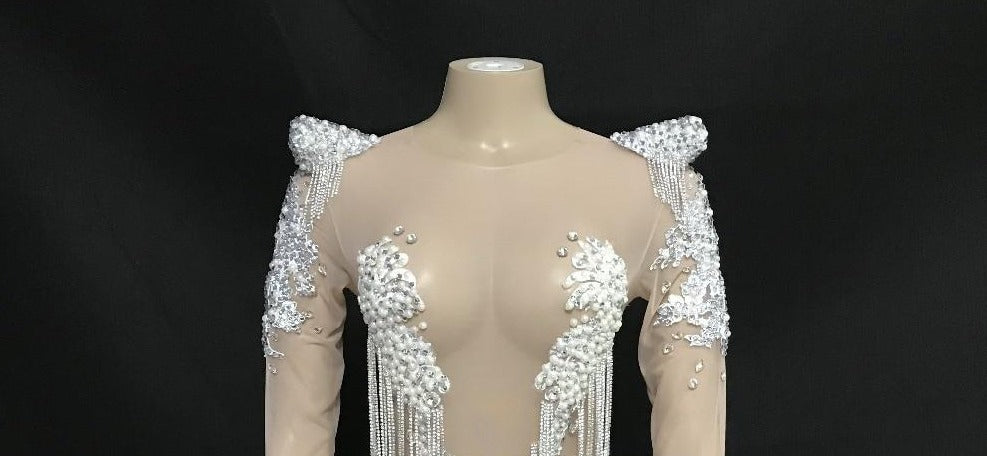 Lia Pearls Mesh Crystal Dress Fashion Closet Clothing