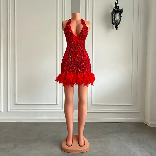 Lilian Feather Mini Dress Fashion Closet Clothing