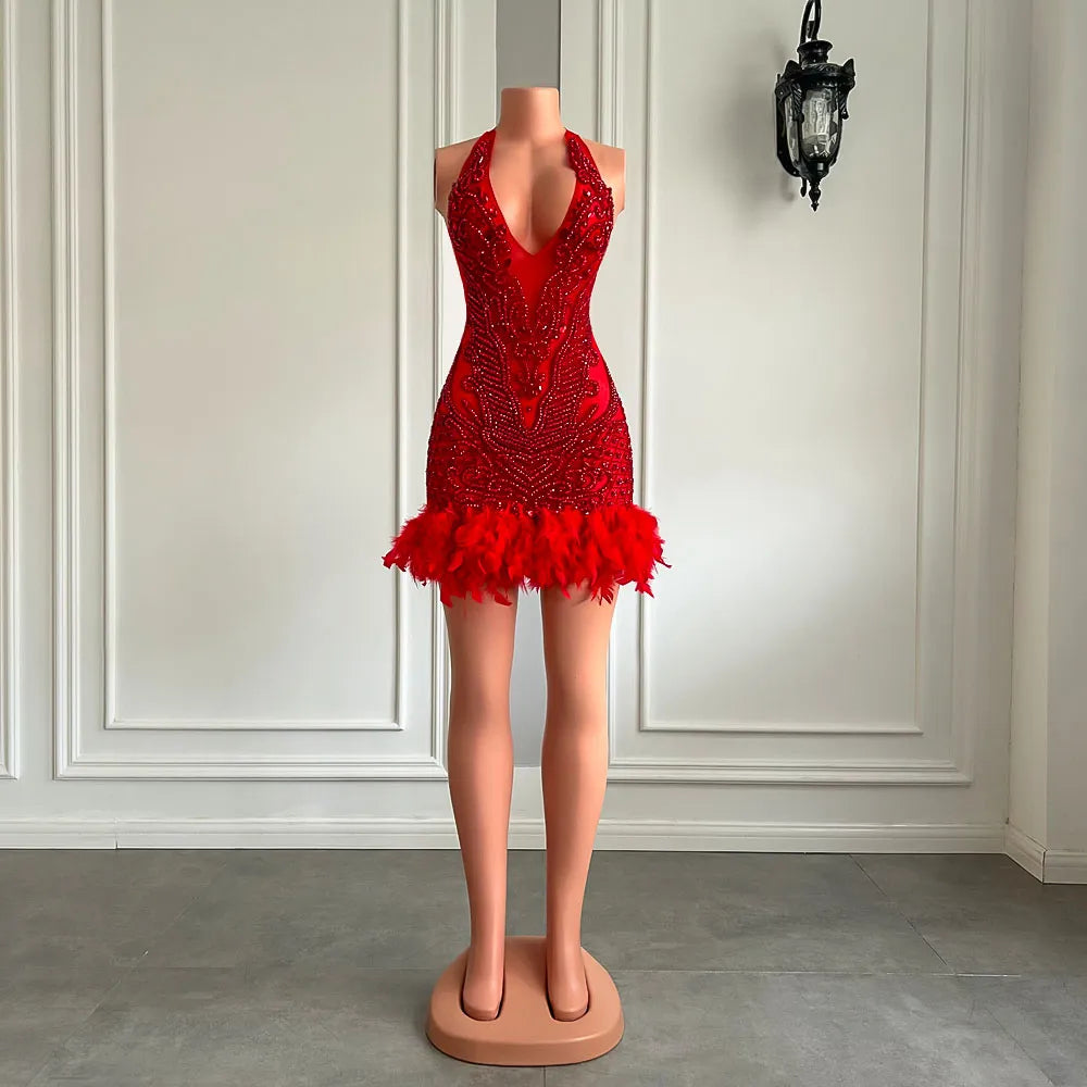 Lilian Feather Mini Dress Fashion Closet Clothing