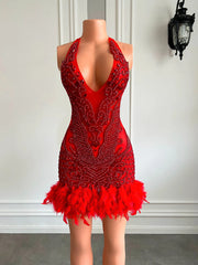 Lilian Feather Mini Dress Fashion Closet Clothing