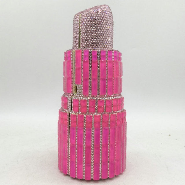 Lipstick Rhinestone Mini Clutch Bag Fashion Closet Clothing