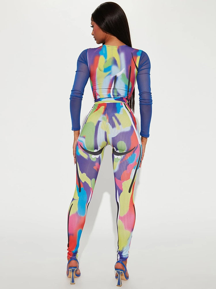 Lissa Mesh Bodysuit+Leggings Set Fashion Closet Clothing