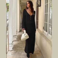 Long Beach Knit Maxi Dress Fashion Closet Clothing