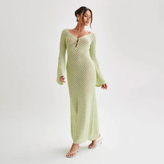 Long Beach Knit Maxi Dress Fashion Closet Clothing