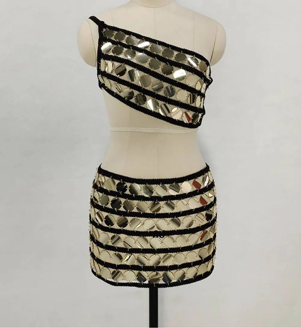 Luxe Sequins Mini Skirt Set Fashion Closet Clothing