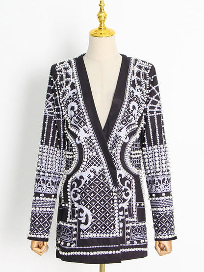 Luxurious Metallic Beaded Blazer/Dress Fashion Closet Clothing