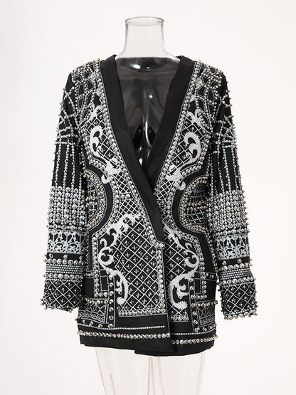 Luxurious Metallic Beaded Blazer/Dress Fashion Closet Clothing