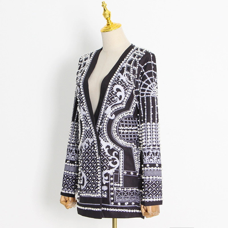 Luxurious Metallic Beaded Blazer/Dress Fashion Closet Clothing