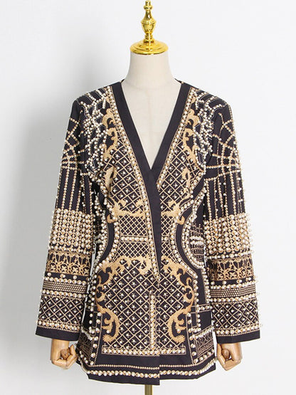 Luxurious Metallic Beaded Blazer/Dress Fashion Closet Clothing